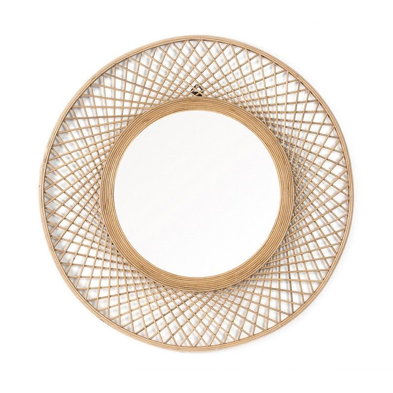 Espejo de bambú natural, Ø70 x 2 cm