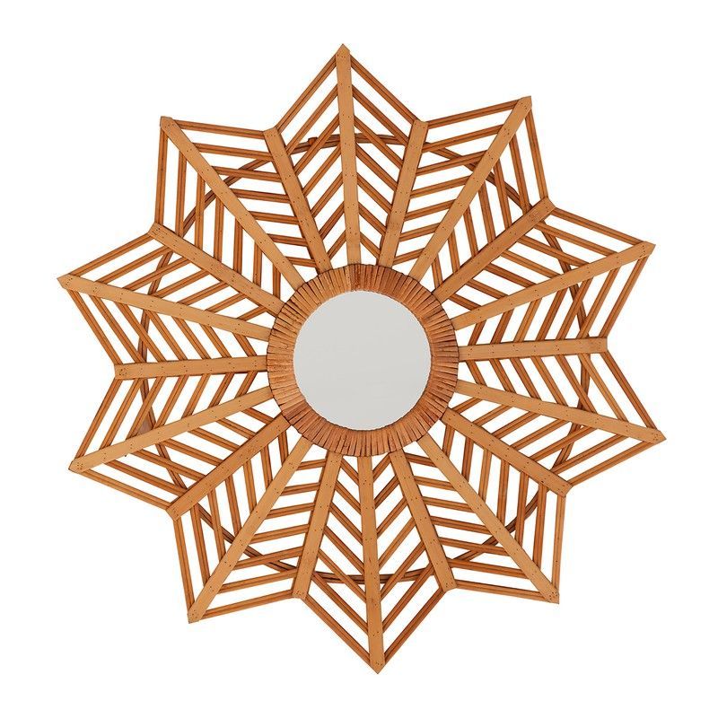 Espejo de bambú y espejo natural, 65 x 3 x 65 cm | Arteaga