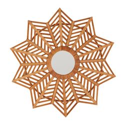 Espejo de bambú y espejo natural, 65 x 3 x 65 cm | Arteaga