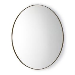 Espejo de cristal y metal dorado, Ø120x3