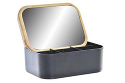 Espejo joyero negro y bambu natural