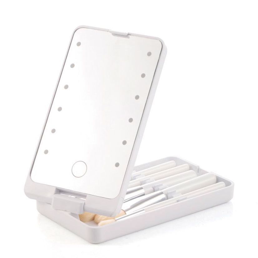Espejo Led C/Pinceles Maquillaje