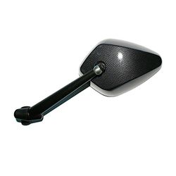 Espejo retrovisor universal, abatible y de aluminio color carbono