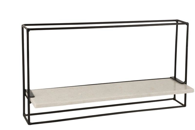 Estante L MURAL de Mármol y Hierro Blanco/Negro, 15,5x65x35 cm