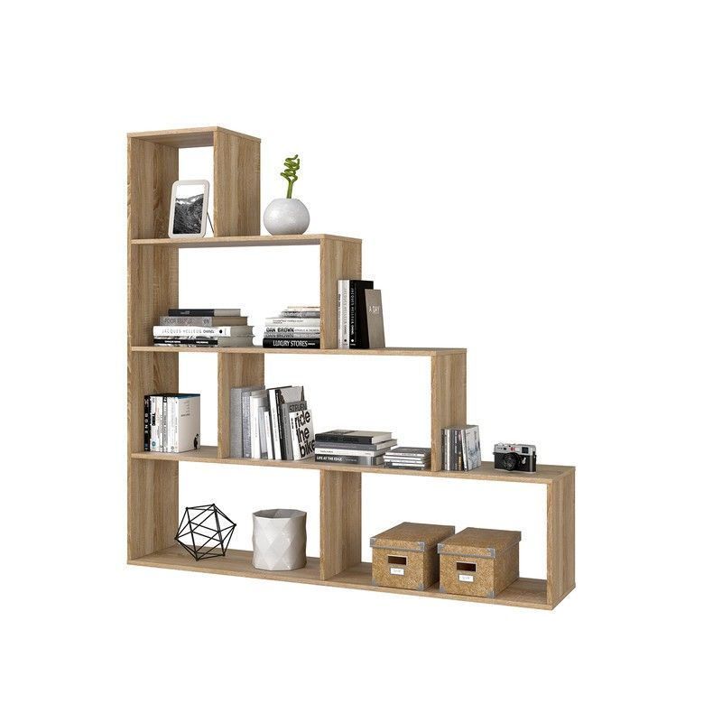 Estantería 4 estantes acabado roble, 145x29x145 cm