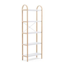 Estantería, 61 x 26 x 170 cm, de blanco y natural en madera  | Colección Bellwood