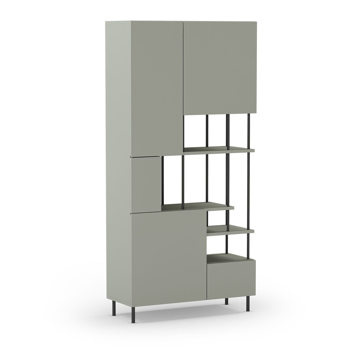 Estanteria de madera y metal en verde menta y negro, 84 x 34 x 175 cm | Perla