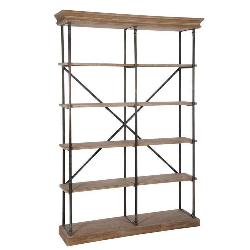 Estantería de metal y madera 6 estantes, 148x39x214 cm