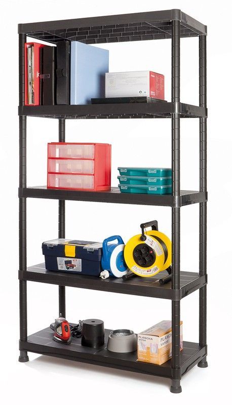 Estantería de propileno con  5 baldas color negro de tayg 220005