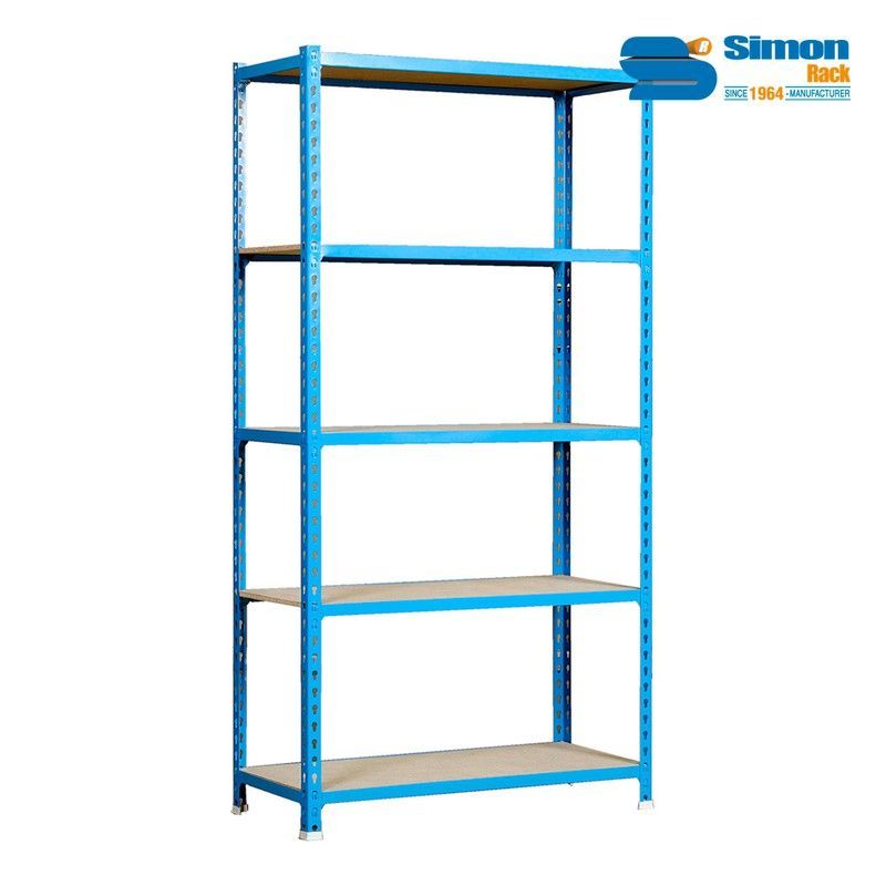 Estanteria metalica sin tornillos con aglomerado maderclick plus 5/500 simon rack