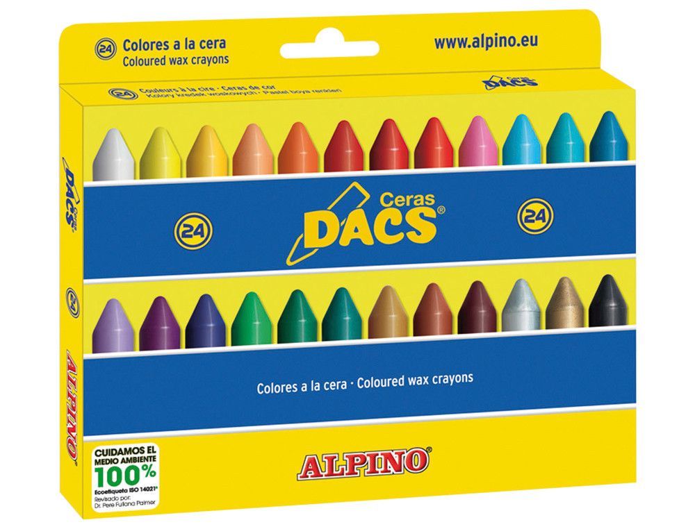 Estuche 24 ceras escolares colores variados Dacs