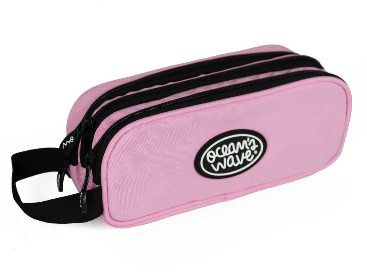 Estuche 3 Cremalleras Rosa Pastel