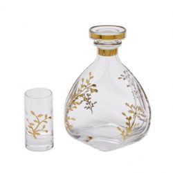 Estuche Cristal GA4205 Botella De Licor 750 ml + (6) Vasos Chupito Decorados A Mano