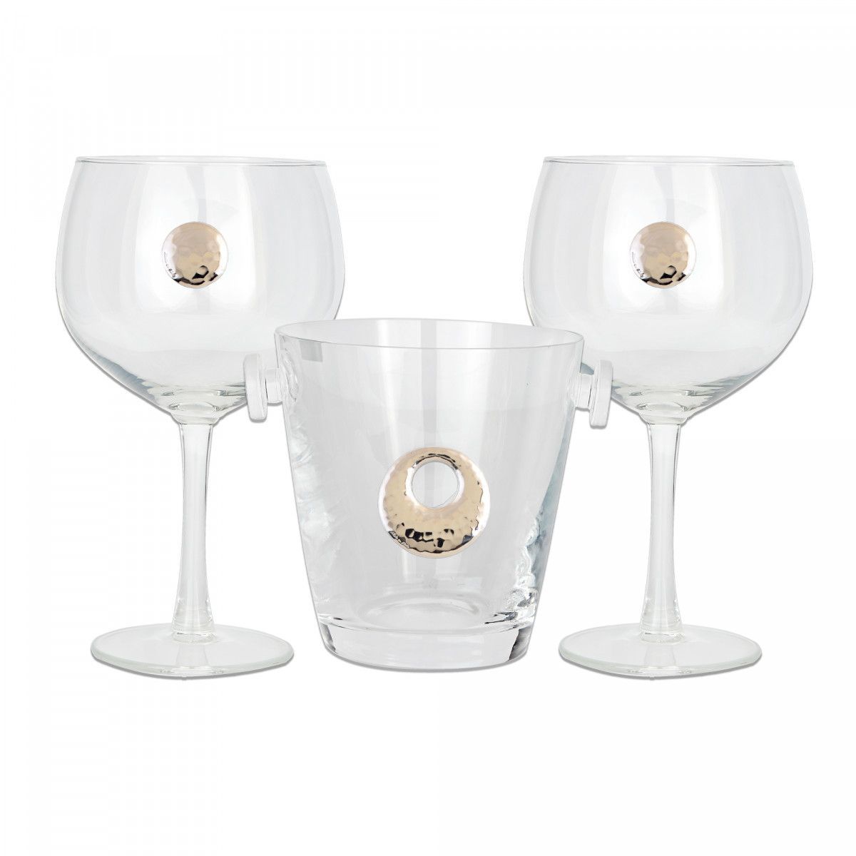 Estuche Cristal GA4228 Cubitera + (4) Copas Gin-Tonic + Pinza