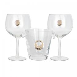 Estuche Cristal GA4228 Cubitera + (4) Copas Gin-Tonic + Pinza