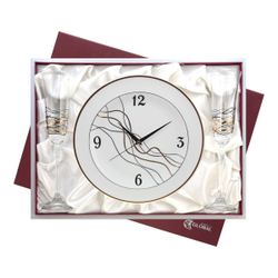 Estuche Cristal GA4258 (2) Copas Decorados A Mano + Reloj Pared