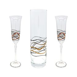 Estuche Cristal GA4264 (2) Copas + Jarrón Decorados A Mano