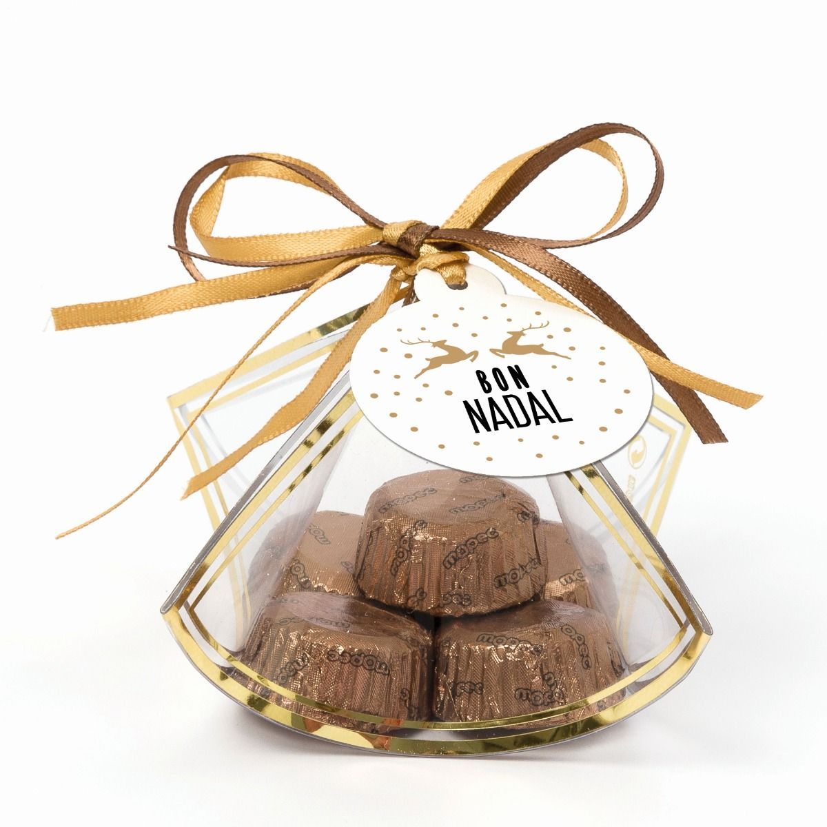 Estuche pañuelo 5 bombones tarjeta Bon Nadal*