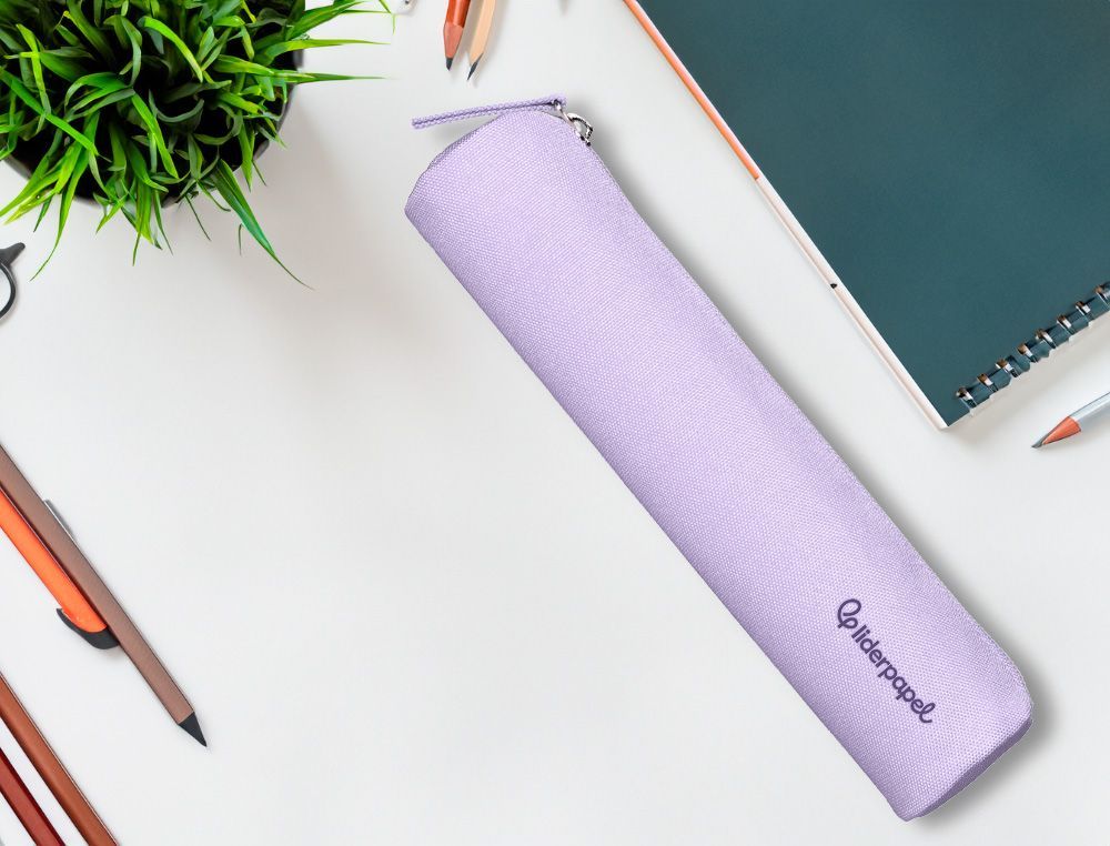 Estuche portatodo liderpapel slim cilindrico 220x45mm lila