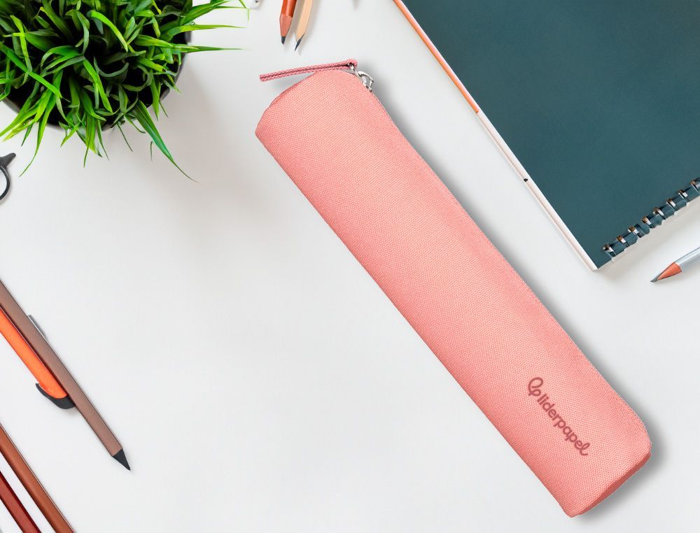 Estuche portatodo liderpapel slim cilindrico 220x45mm rosa