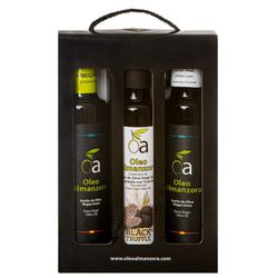 Estuche Regalo Aceite Aromas 250 Arbequina Koroneiki y Trufa Negra Oleo Almanzora