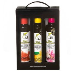 Estuche Regalo Aceite Aromas 250 Guindilla Ajo y Limon Oleo Almanzora