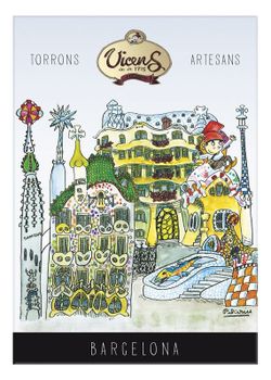 Estuche Regalo Turrón Vicens Barcelona Monuments 4 x 80 grs Duro Blando Yema Guirlache 320g