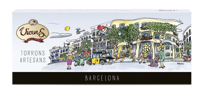 Estuche Regalo Turrón Vicens Barcelona Paseo Gracia Surtido 7 x 35 gramos Duro-blando-guirlache 245g