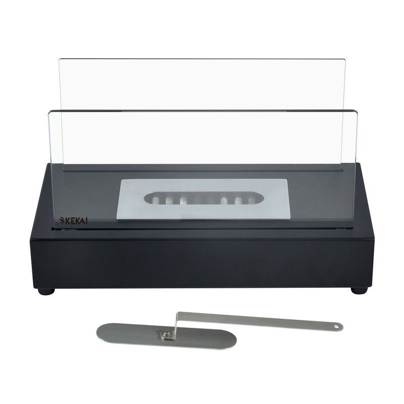 Estufa de bioetanol de acero y vidrio en negro, 35,5 x 18 x 20,5 cm | Etna