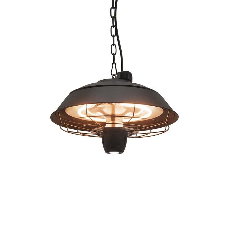 Estufa de exterior eléctrica de techo de metal en negro, Ø43x28 cm | Heat Vintage