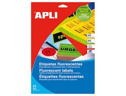 Etiqueta adhesiva apli 02879 210x297 mm para fotocopiadora laser caja con 20 hojas din a4 naranja