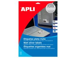 Etiqueta adhesiva apli 10071 metalizada tamaño 210x297 mm para fotocopiadora laser caja 20 hojas con 20
