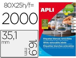 Etiqueta Adhesiva Apli 35,1X16,9 mm Fotocopiadora Laser Inkjet Caja 25 Hojas Din A4 con 2000 Etiquetas