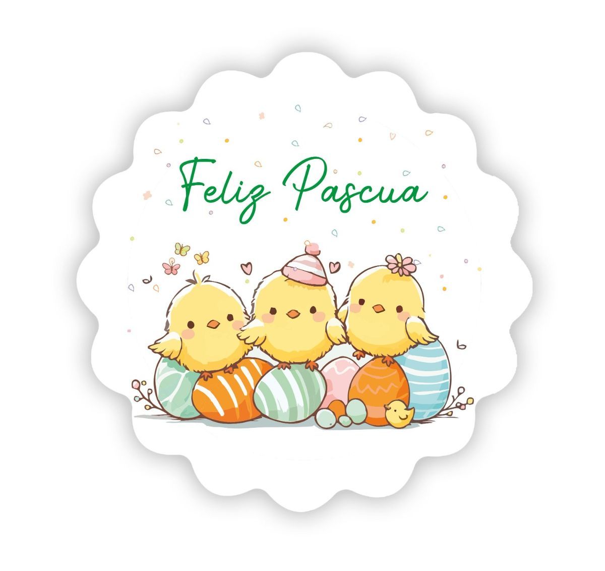 Etiqueta adhesiva Feliz Pascua, hojas de 24 etiquetas