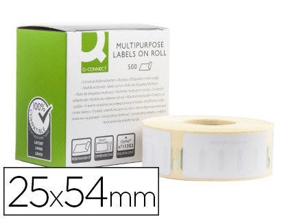 Etiqueta adhesiva permanente q-connect kf18531 compatible dymo 11352 tamaño 54x25 mm caja con 500 etiquetas