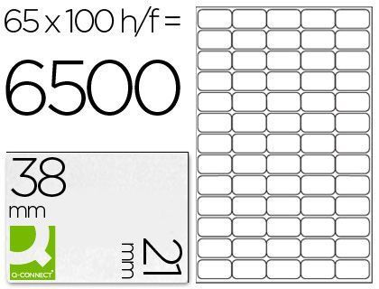 Etiqueta Adhesiva Q-Connect Kf01581 Tamaño 38,1X21,2Mm Fotocopiadora Laser Ink-Jet Caja con 100 Hojas Din A4