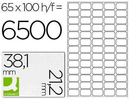 Etiqueta adhesiva q-connect kf15386 tamaño 38,1x21,2 mm fotocopiadora laser ink-jet caja con 100 hojas din a4