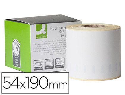 Etiqueta adhesiva q-connect kf18543 compatible dymo 99019 tamaño 54x190 mm caja con 110 etiquetas