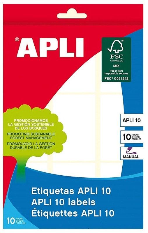 Etiquetas APLI 10 blancas 34,0 x 53,0 mm 10 hojas