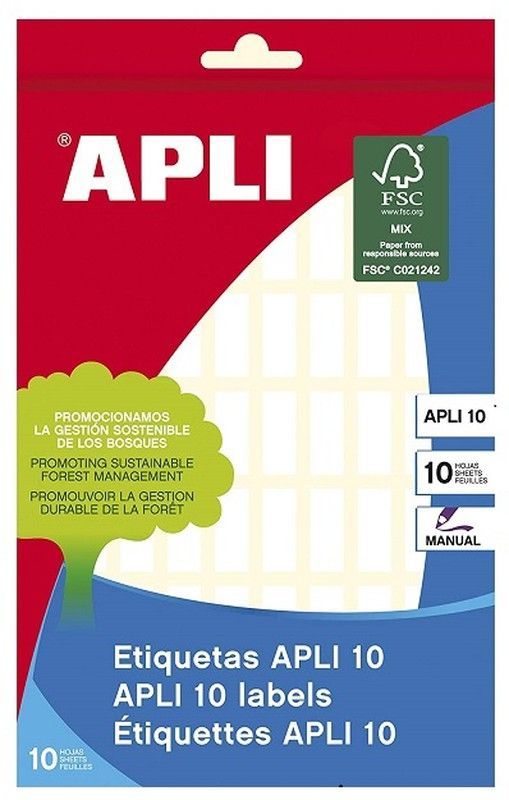 Etiquetas APLI 10 blancas 8,0 x 20,0 mm 10 hojas