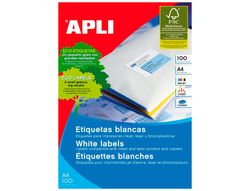 Etiquetas Apli 105 x 37 mm. blanco cantos rectos (100 hojas)