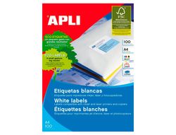 Etiquetas Apli 105 x 40 mm. blanco cantos rectos (100 hojas)