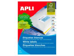 Etiquetas Apli 70 x 25,4 mm. en blanco cantos rectos (100 hojas)