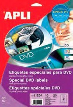 Etiquetas apli dvd diámetro 117mm ink mate