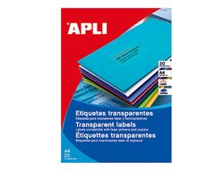 Etiquetas Apli poliester translúcidas 70 x 37 mm. (20 hojas)