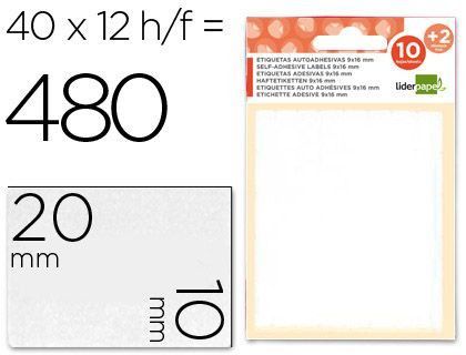 Etiquetas Liderpapel Sobre de 10 H. + 2 H. Obsequio 10X20 mm -35 Unidades Por Hoja