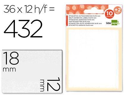 Etiquetas Liderpapel Sobre de 10 H. + 2 H. Obsequio 12X18 mm -36 Unidades Por Hoja