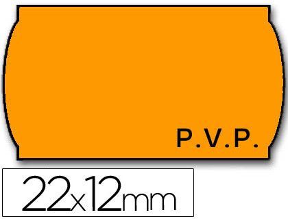 Etiquetas Meto Onduladas 22 X 12 mm Pvp Removible Fn. -Fluor Naranja -Rollo 1500 Etiquetas
