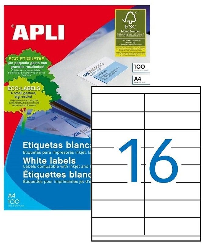 Etiquetas ordenador 105 mm x 35 mm 100 hojas