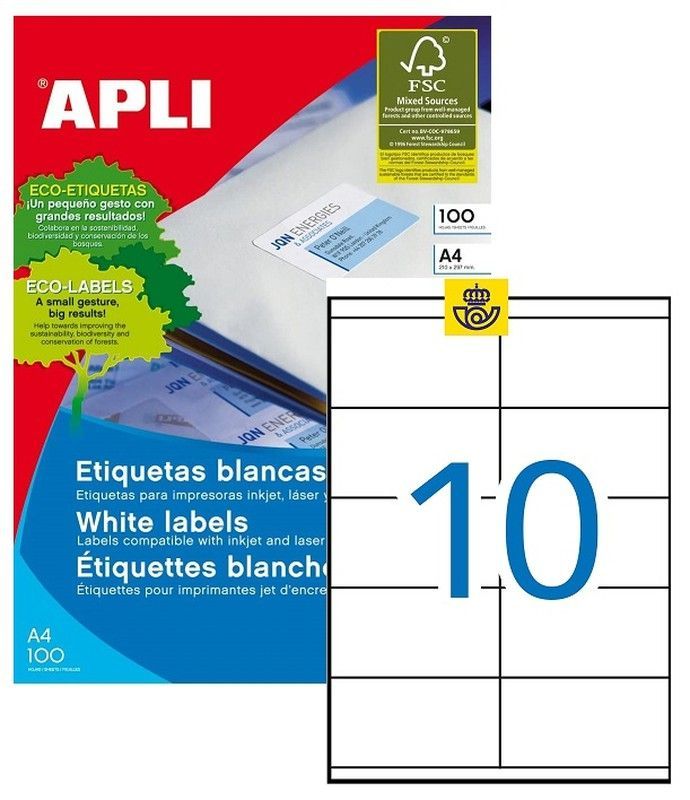 Etiquetas ordenador 105 mm x 57 mm 100 hojas